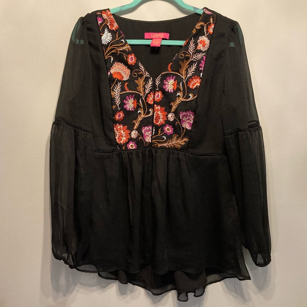 Catherine’s M Boho Blouse. Peasant Hippy Embroidered Floral